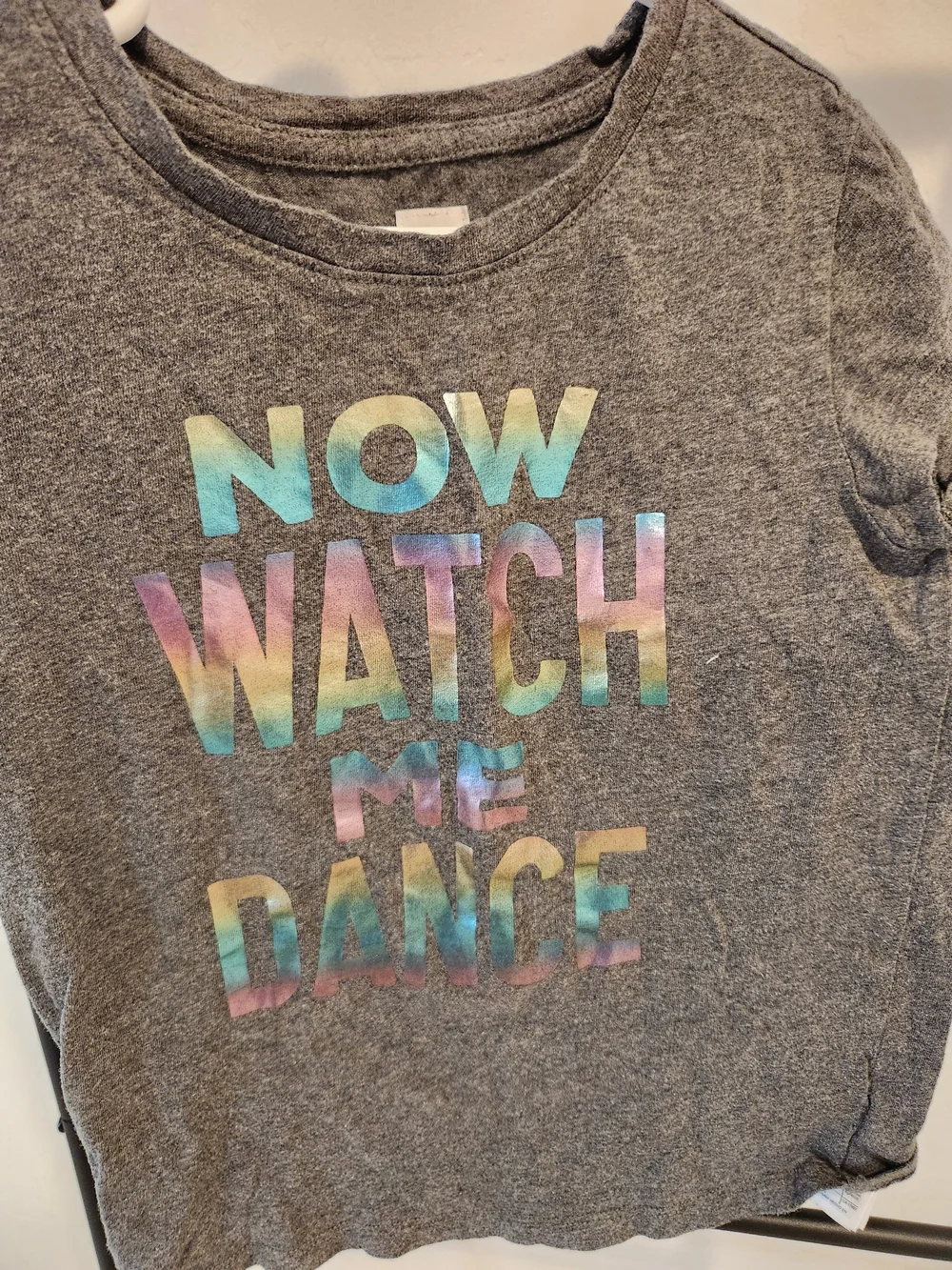 GAP Gray Girls Tee with Pink Sequin Flamingo Accent